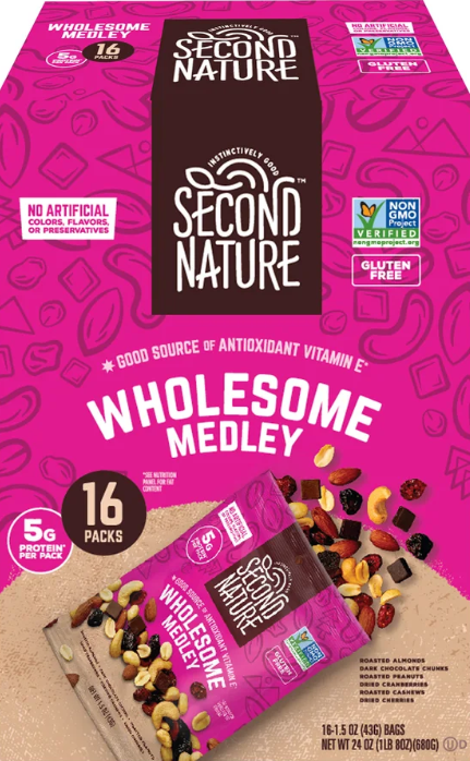 Second Nature Trail Mix, Wholesome Medley, 1.5 oz, 16-count