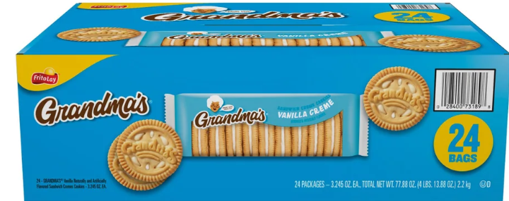 Grandma's Sandwich Creme Cookies, Vanilla, 3.245 oz, 24-Count