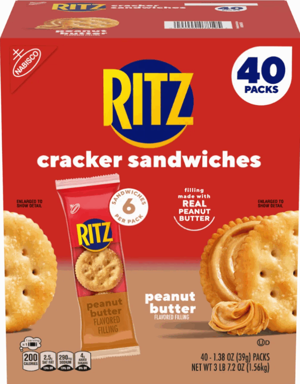 RITZ Cracker Sandwiches, Peanut Butter, 40-count