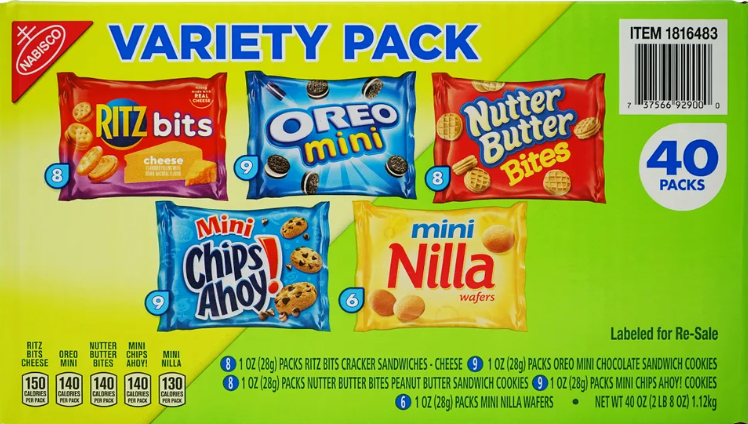 Nabisco Cookies & Crackers, Variety Pack, 1 oz, 40-count
