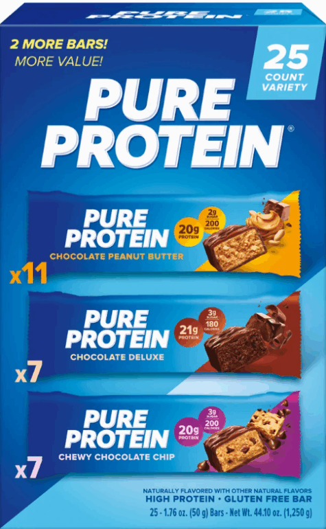 Pure Protein Bars, Variety Pack, 1.76 oz, 25-count