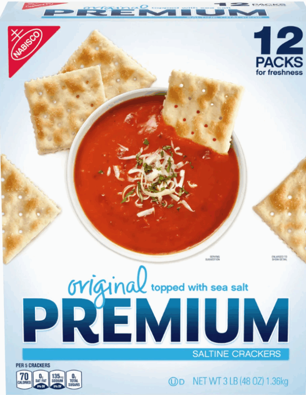 Premium Saltine Crackers, Original, 48 oz, 12-count