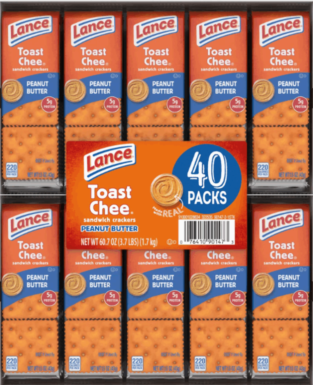 Lance Sandwich Crackers, Toastchee, 1.52 oz, 40-count