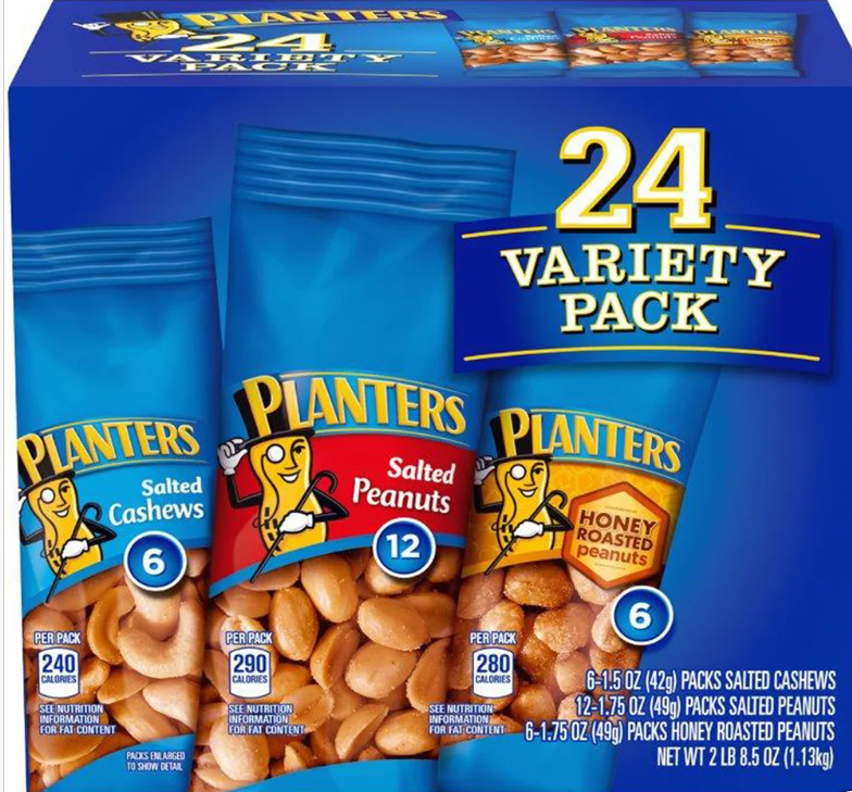 Planters, Cashew & Peanut, Variety Pack, 24-count