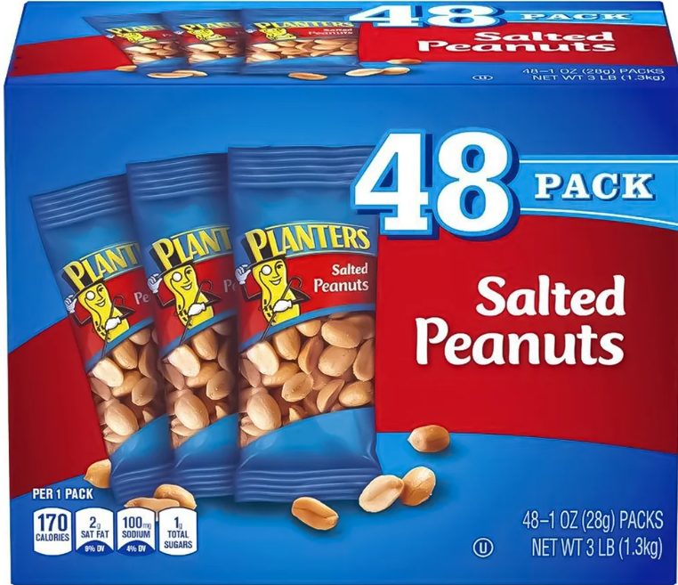Planters, Salted Peanuts, 1 oz, 48-count