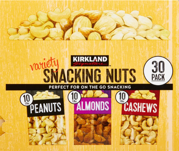 Kirkland Signature Snacking Nuts, Variety Pack, 1.6 oz, 30-count