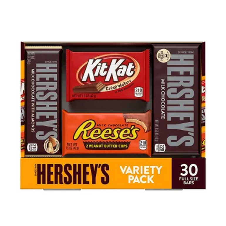HERSHEY'S, KIT KAT and REESE'S Assorted Milk Chocolate Candy Bars Variety Pack (30 ct.)